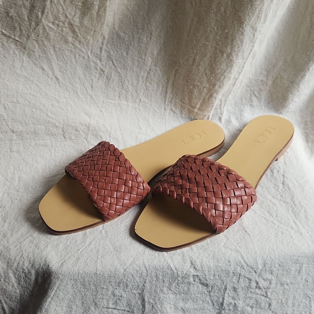 GUC Loft woven leather slide sandals women's size 10